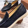 Loro Piano LP Lorospianasl Chaussures de qualité supérieure Marche de cuir véritable crack masque de luxe Designer léopard imprimés plates conduisées chaussures robes officielle officielle 45 46 2ti9