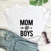 Women's T Shirts Cotton Mom of Boys T-shirt Söt mors dag t-shirt roligt liv tee shirt topp