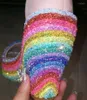 Klänningskor Rainbow Glittering Platform Wedge Sandals Ankle Strap Peep Toe Hollow Casual Summer Women
