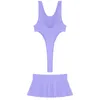 Damskie odzież kąpielowa Błyszy Blosy Bodysuit Swimue Bodysuit z marszczoną mini spódniczą przyjęcie na plażową odzież nocną odzież klubową
