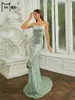 Robes décontractées Missord 2024 Spaghetti Green Sequin Sirène Soirée Élégante Belle Robe de luxe de haute qualité pour femmes