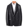 Fi hommes décontracté en cuir Dr costume manteau mâle Fi Busin décontracté Pu Blazers veste jolie pochette vestes homme vêtements d'extérieur 493B #