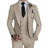 Mode Mannen Leisure Boutique Business Effen Kleur Trouwpak Jas Broek Vest 3 Stuks Set Jurk Blazers Jas Broek 240314