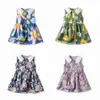 Baby Girls Flower Printed Dress Princess Kids Clothes Children Toddler Flower Print Birthday Party Clothing Kid Youth White Skirts size 70-130cm 11LP#