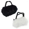 Bag Lovely Fur Leather Handbag Shoulder Winter Black & Lady Girl Pretty Cute Plush Hairy Messeng