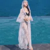 Sexy Girl Black White Lace Hooded Cloak Beach Wear Kimono Cape Bikini Cover Up