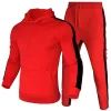 Moletons com capuz masculino conjunto de cor sólida jogging conjunto agasalho agasalho manga lg terno hoodies calças amarelo casual terno o0l1 #