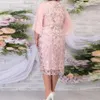 Women Plus Size Dresses Prom Dress Sheath Hip Wrap Lace Embroidery Crew Neck Dressup Flower Pattern Party 240312