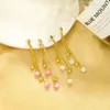 dangle earrings uerユニークなオパール繊細なクリスタルゴールドカラーブラスロングタッセルファッションジュエリーアクセサリー