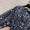 24 early spring new arrival starry sky printed dress loose fit advanced casual slim dress