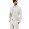 new Design Linen Suit for Men 3 Pieces Formal Wedding Prom Set Slim Fit Jacket Groom Best Man Tuxedo Costume Homme Suit 28kL#