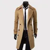 Herfst Winter Lg Trenchcoat Double-Breasted Effen Kleur Halflange Winddicht Dikke Britse Slanke Jas gabardina hombre e4XG #