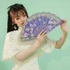 Dekorativa figurer Fällbara fläktar handhållen kinesisk stil handkonst hantverk gåva guldpulver plastdans fans bröllopsfest dekor