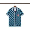 Designer Polo Casablanca T -shirt Mens Shirt Hawaiian Beach Vacation Blue Print Plaid Shirt met kwart mouwen