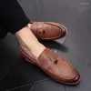 Casual Schuhe Männer 2024 Mode Leder Loafer Mokassins Slip Auf männer Wohnungen Männlich