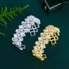 Bangle Cwwzircons Chunky Statement Square Water Drop Cubic Zirconia Shiny Dubai Gold Plated Big Bridal Wedding for Women BG069