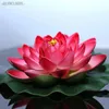 Decorative Flowers Artificial Dark Pink Fake Lotus Lily Leaf Water POOL Floating Pond Wedding Decoration Garden 17CM B12