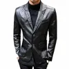 Lederjacke Männer Anzug Mantel LG Sleeve Busin Büro Männer Kleidung Butt PU Leder Blazer Koreanische Frühling Herbst Jacke Slim 50qw #