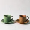 Copos pires estilo japonês xícara de café e pires conjunto cerâmica caneca de chá europeu prato da tarde pratos talheres presente de natal drinkwares