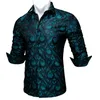 Luksusowe koszule dla mężczyzn Silk LG Sleeve Green Paisley Slim Fit Bluzki Męskie Bluzki swobodne, oddychające Barry Wang A7uh#