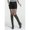 Pantalones cortos para mujer 2024 Mujeres de alta calidad Primavera Invierno Otoño Chicas de lana Botas de moda Color Negro Gris