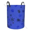 Laundry Bags Dirty Basket Foldable Organizer Blue Winter Snowflakes Clothes Hamper Home Storage