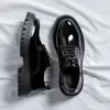 241 Men's Casual Business Fashion Shoes Wedding Dresses Patent Leather Black Lace-Up Derby Shoe Gentleman Platform Footwear Smooth Sneakers