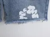 남자 반바지 2024SS 데님 메인 라인 카포 쿠크 스웨트 슈트 흰색 꽃 인쇄 청바지와 미국 바지