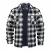 Magcomsen jaqueta quente masculina de inverno flanela xadrez camisa casaco manga lg blusão 31eb #