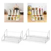 Kök förvaring Spice Rack 2 Tiered Stand Bottle Shelf Organizer Metal Smakning för bänkskåp Badrumskåp Skåp