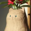 Vases Dessin animé chat forme fleur Vase résine planteur Pot Table décoratif Vase mignon Animal fleur Arrangement Vase ornements décor à la maison