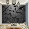 Fonds d'écran Moderne Luxe 3D Stéréoscopique Noir Géométrique Triangle Mural Pour Salon Bureau Décor Industriel Papier Peint