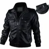 FI ZIP UP MOTORCYCLE LEATHER JACKA MEN Vindbreak Autumn Winter Pu Leather Coat Man Leather Jackets For Men Outerwear Black I2MD#