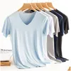 T-shirts hommes hommes t-shirt fitness élastique glace hommes col en v à manches courtes pour hommes t-shirts en microfibre m-5xl vêtements livraison directe appa dhefa