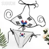 Damesbadmode Dames Zuid-Korea Vlag Bikini Badpak Sets Driepunts Strandkleding Zwemmen Strandfeestpakken