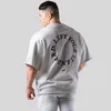men's Cott T-shirt Summer Gym Fitn Workout Loose Oversize Short Sleeve Male Quality Bodybuilding Clothing Casual Tees Tops Z2Lc#