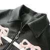 Women's Jackets Winter Jacket Women Vintage Faux Leather Coat Fashion Lapel Collar Bow Zipper Pu Overcoat Female Casual Tops Clothing