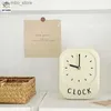 Desk Table Clocks Iron Wall ClockDesk Cream White Nordic ClockWall Decoration for Bedside Table Living Room Home Docor Desk Korean Style Docor24327