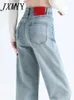 Kvinnors jeans jxmyy kinesisk rak ben för kvinnor vår sommar hög midja visa lös design broderi breda långa byxor