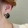 Dangle Earrings Hollowed Out Leather Pearl Love Heart Drop For Women Light Luxury Versatile Jewelry