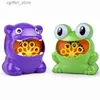 Gun Toys New Bubble Gun Cute Frog Automatic Bubble Machine Soap Water Bubble Blower Music Outdoor Toy Childrens Juguetes Brinquedos Toy240327