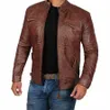 Nouveau Fi Hommes Automne Et Hiver Chaud Veste En Cuir Marron Zipper Lg Manches Coupe-Vent Rétro Veste Manteau Top Veste Homme y3fd #