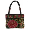 TOTES -2 PCS Kobiety torebka haft haft etniczne letnie ręcznie robione kwiaty damskie torby na ramię krzyżowe czerwone piwonia