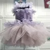 Vêtements de chien vêtements faits à la main fournitures pour animaux de compagnie tutu robe violet dentelle tulle jupe une pièce promenades fête de vacances chat caniche maltais