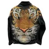 Fi Tiger Beaded Denim Jacket Men's 2023 Autumn New EuropeanGoods Lapel Special Jacket Streetwear Persality Jean Coats R0RV＃