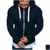 Hoodies dos homens moletons Mens Plus Size Tracksuit 2021 Outono Inverno Dstring Bolso Com Capuz Moletom Manga Longa Zip Slim Casaco Ma DHT4R