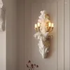 Wall Lamp French Style Cream Living Room Vintage Plaster Light Designer Embossed Art Tv Background Led Sconces