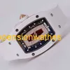 RM-polshorloge Richardmills luxe horloges RM07-01 witte keramische kast uitsparing wijzerplaat bezet met diamant rode lip dameshorloge automatisch mechanisch FN9L