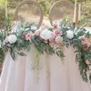 Fleurs décoratives Boho Wedding Artificiel Eucalyptus Roard Silk Rose Fake Plants suspendus Garland Party Table Arch Decors artisanat