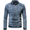 Denim Ceket Erkekler Moto Biker Jean Ceket Sonbahar Kış Fi Solid Plus Veet Stand Yakası Erkek Denim Ceket Sıradan Kat Erkekler 41xs#